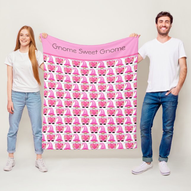 Couverture Polaire Coeur rose Gnomes de bois Aimer Saint-Valentin (En situation)