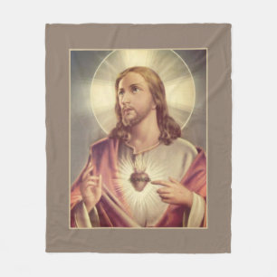 Couverture Polaire Coeur sacré de coeur de Jésus avec des épines