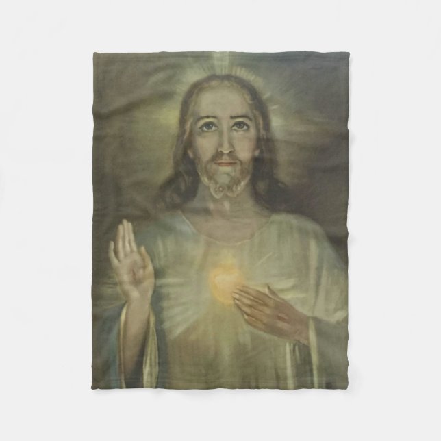 Couverture Polaire Coeur sacré d'intronisation de Jésus (Devant)