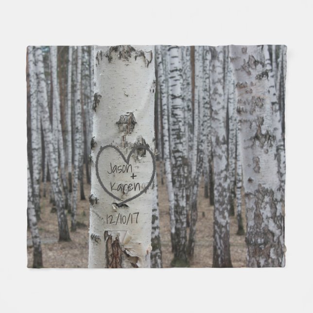 Couverture Polaire Cœur sculpté rustique de campagne personnalisé (Devant (Horizontal))