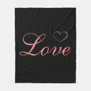Couverture Polaire Cœur Tendance Gris Calligraphie Amour Mariage