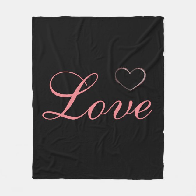 Couverture Polaire Cœur Tendance Gris Calligraphie Mariage Amour (Devant)