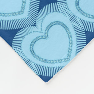 Couverture Polaire Coeurs Abstraits modernes - Ciel bleu et Cobalt