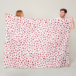 Couverture Polaire Cœurs Amour Blanc Rose Rouge