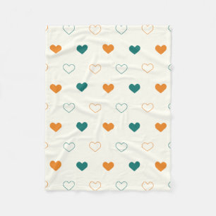 Couverture Polaire Cœurs charmants / crème orange vert
