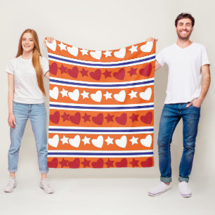 Couverture Polaire Coeurs d'amour colorés Star Stripes Motif