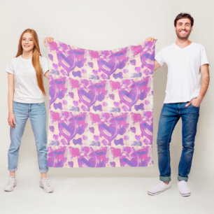 Couverture Polaire Coeurs d'aquarelle