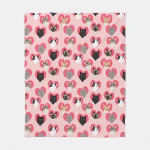 Couverture Polaire Coeurs de chat - Chats d'amour, chats d'amour, cou