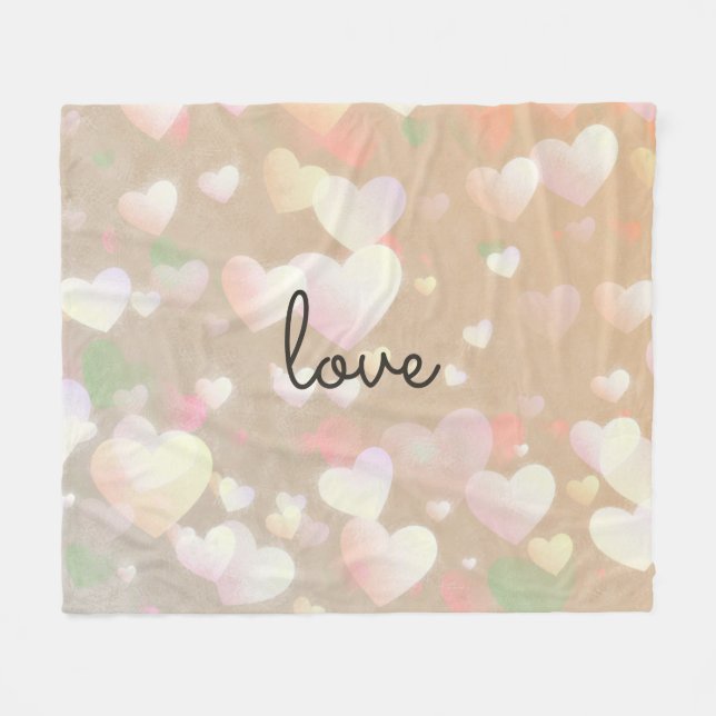 Couverture Polaire Coeurs de lueur de Champagne (Devant (Horizontal))