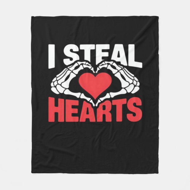 Couverture Polaire Coeurs de vol Valentines Jour Funny Skeleton Hand  (Devant)