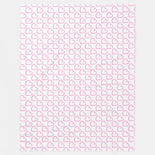 Couverture Polaire Coeurs dessinés à la main rose sur blanc (Devant)