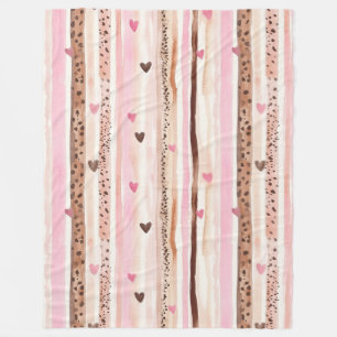 Couverture Polaire Coeurs Empreintes de léopard Brown rose Fille
