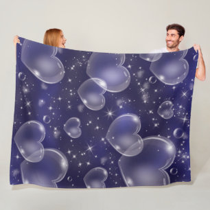 Couverture Polaire Cœurs en bulles bleues style fille mignonne des an