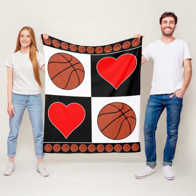 Couverture Polaire Coeurs et joueurs de basket-ball Motif (En situation)