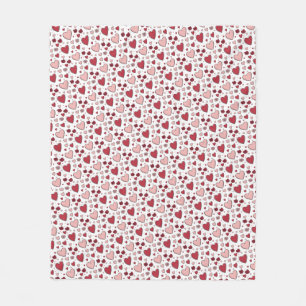 Couverture Polaire Cœurs et roses rouges et roses Art doodle