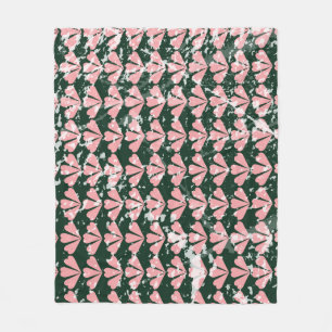 Couverture Polaire Coeurs gronces et fleurs motif.