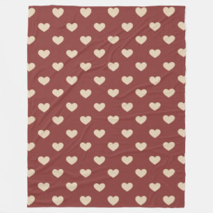 Couverture Polaire Cœurs Pailletés Crème Rouge Or