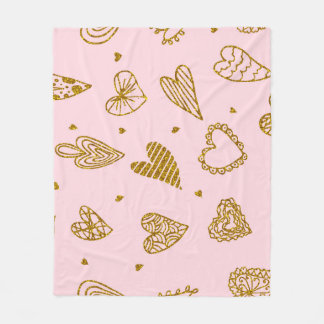 Couverture Polaire Coeurs parties scintillant or : motif arrière - pl