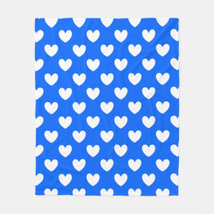 Couverture Polaire Coeurs polka blancs sur bleu