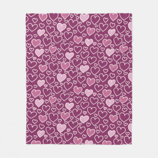 Couverture Polaire Coeurs rose et violet