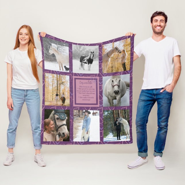 Couverture Polaire Coeurs rose pourpre Equine Photo Girl Horse Lover (En situation)