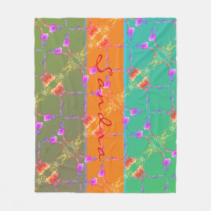 Couverture Polaire Coeurs Roses colorés Avec Son Nom Fleece Blank