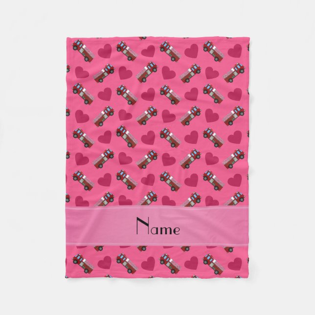 Couverture Polaire Coeurs roses nommés personnalisés de camions de (Devant)