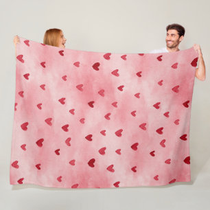 Couverture Polaire Cœurs roses rouges Amour