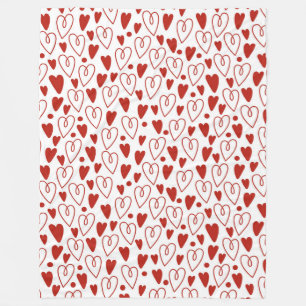 Couverture Polaire Coeurs rouges