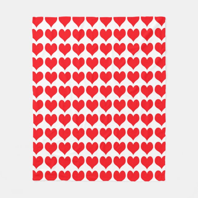 Couverture Polaire Coeurs rouges (Devant)