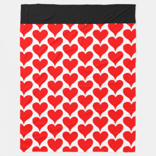 Couverture Polaire Cœurs rouges motif noir