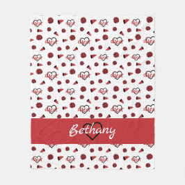 Couverture Polaire Coeurs rouges, pots de chat, Motif mégaphone