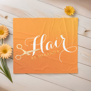 Couverture Polaire Coiffeur Salon de maquillage Chic Orange Ciseaux o