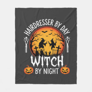 Couverture Polaire Coiffeuse Halloween le jour sorcière la nuit