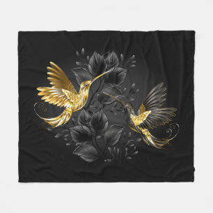 Couverture Polaire Colibri noir et or