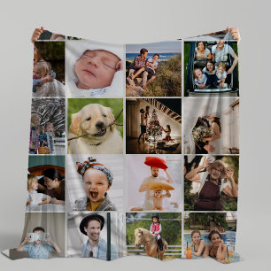 Couverture Polaire Collage de 20 photos élégant et cosy