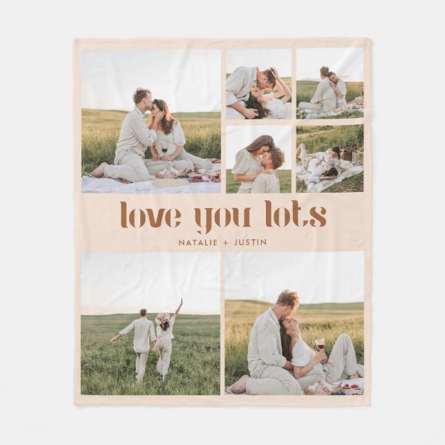 Couverture Polaire Collage de couple moderne beige 7 photos (Devant)