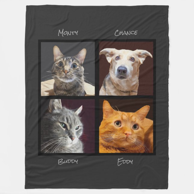 Couverture Polaire Collage de familiers de chat et de chien (Devant)