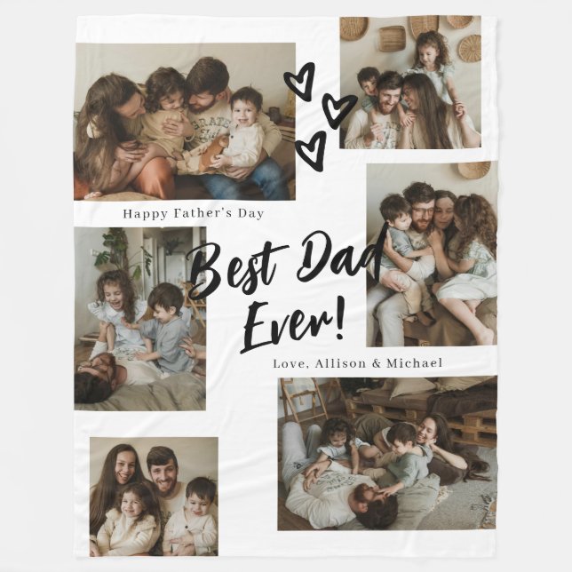 Couverture Polaire Collage de photos Dad Script Typography 6 (Devant)