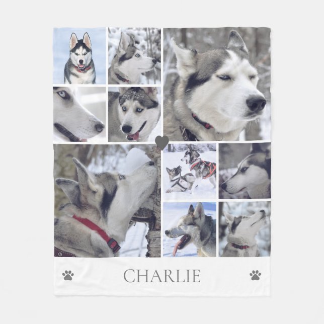 Couverture Polaire Collage de photos d'animaux pour amateur de chiens (Devant)