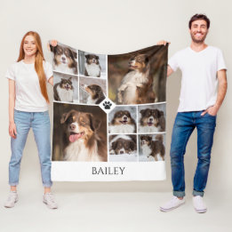 Couverture Polaire Collage de photos de chien personnalisé avec empre