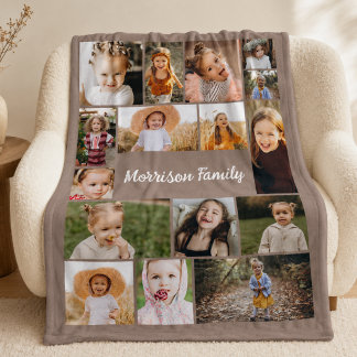 Couverture Polaire Collage de photos de famille