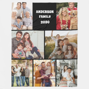 Couverture Polaire Collage de photos de famille personnalisé Cadeau é