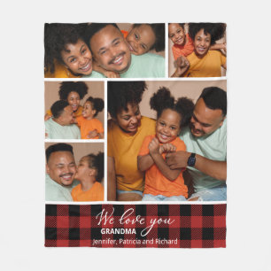 Couverture Polaire Collage de photos de famille Plaid Rouge Buffle 