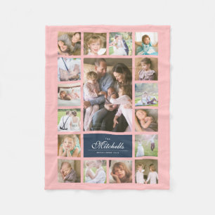 Couverture Polaire Collage de photos de la famille de scripts éléga