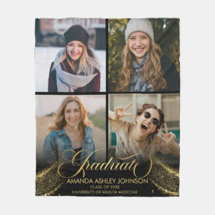 Couverture Polaire Collage de photos noir Black Gold Graduate