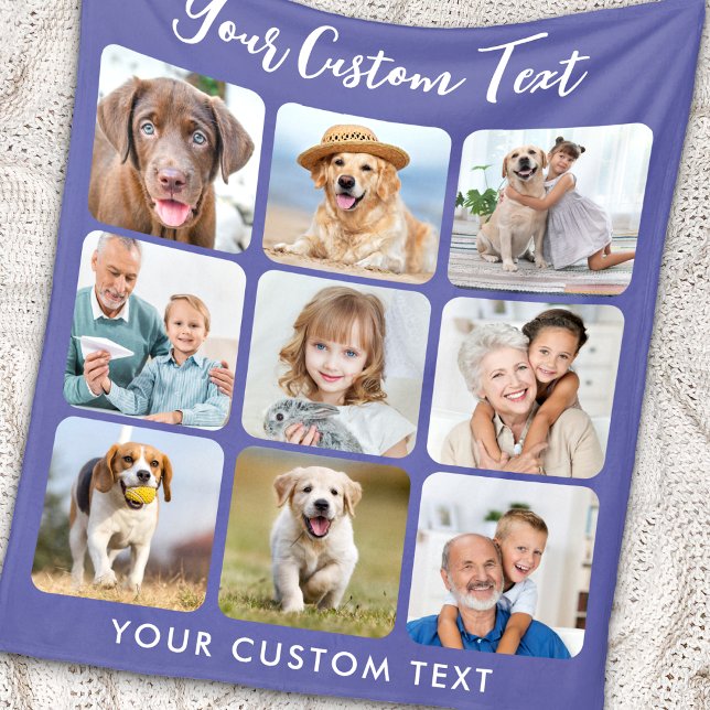 Couverture Polaire Collage de photos personnalisées 9 Périwinkle tend (Créateur téléchargé)