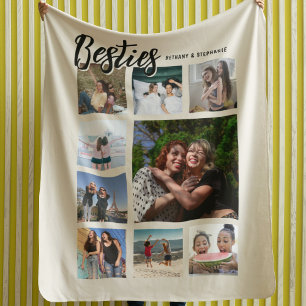 Couverture Polaire Collage de photos personnalisées sur fond crème po