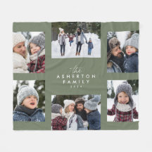Collage familial 6 photo simple moderne vert sauge