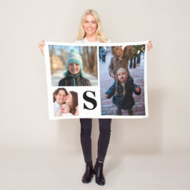 Couverture Polaire Collage personnalisé de 3 photos décoré d'un